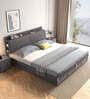 Tivoli Queen Size Bed In Black & Walnut Colour with Hydraulic Storage & Upholstered Head Rest