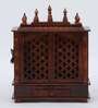 Dark Brown Sheesham Wood & MDF Floor Rested Mandir With Door